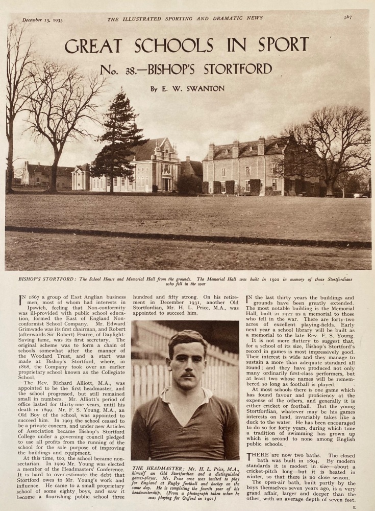 Great Schools in Sport :  No. 38.- Bishop's Stortford.  1935.