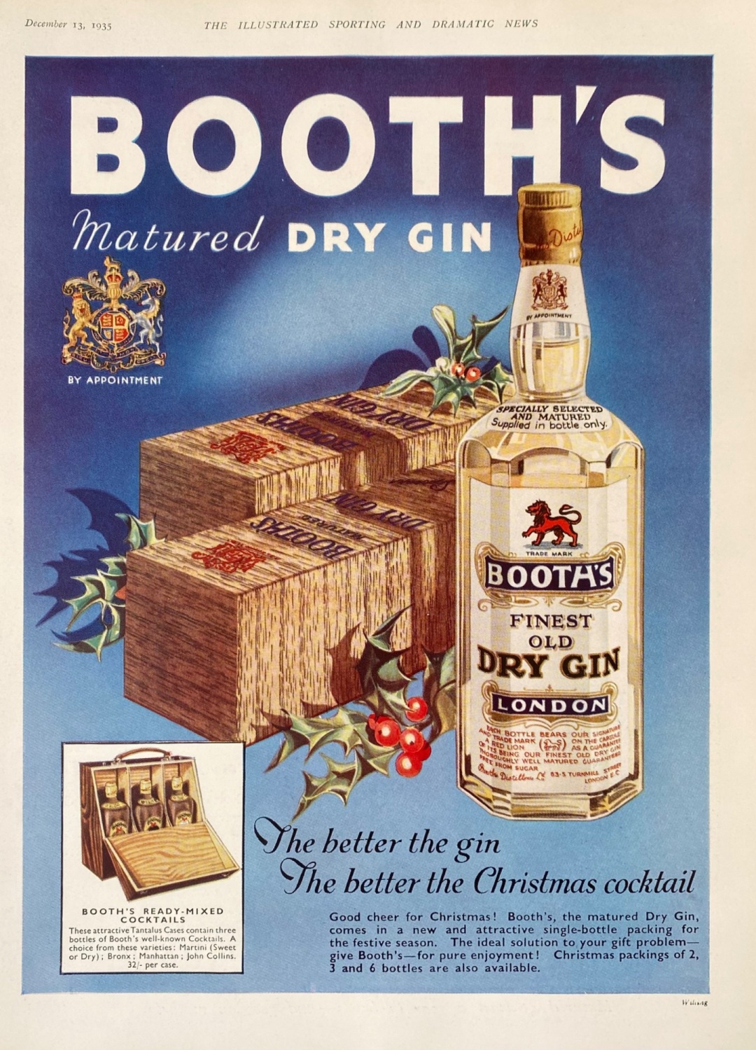 Booth's Dry Gin.  1935.