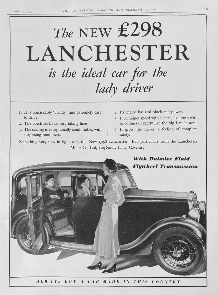 Lanchester Motor Co. Ltd.  1935.