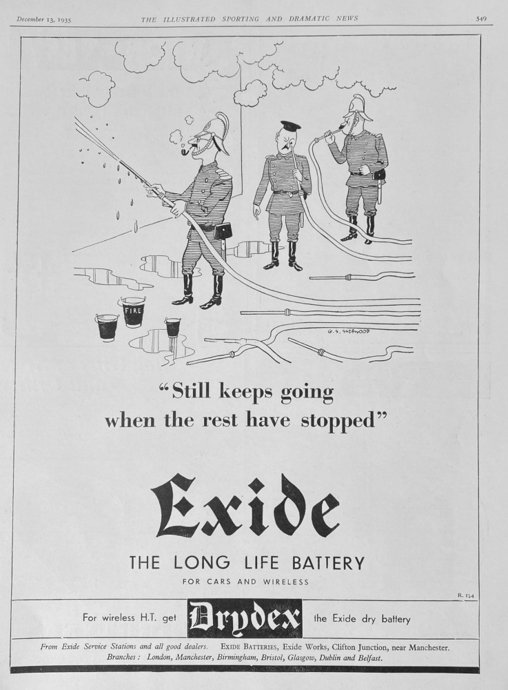 Exide :  The Long Life Battery.  1935.