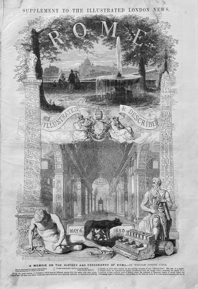 ROME - Supplement to The Illustrated London News - 1850