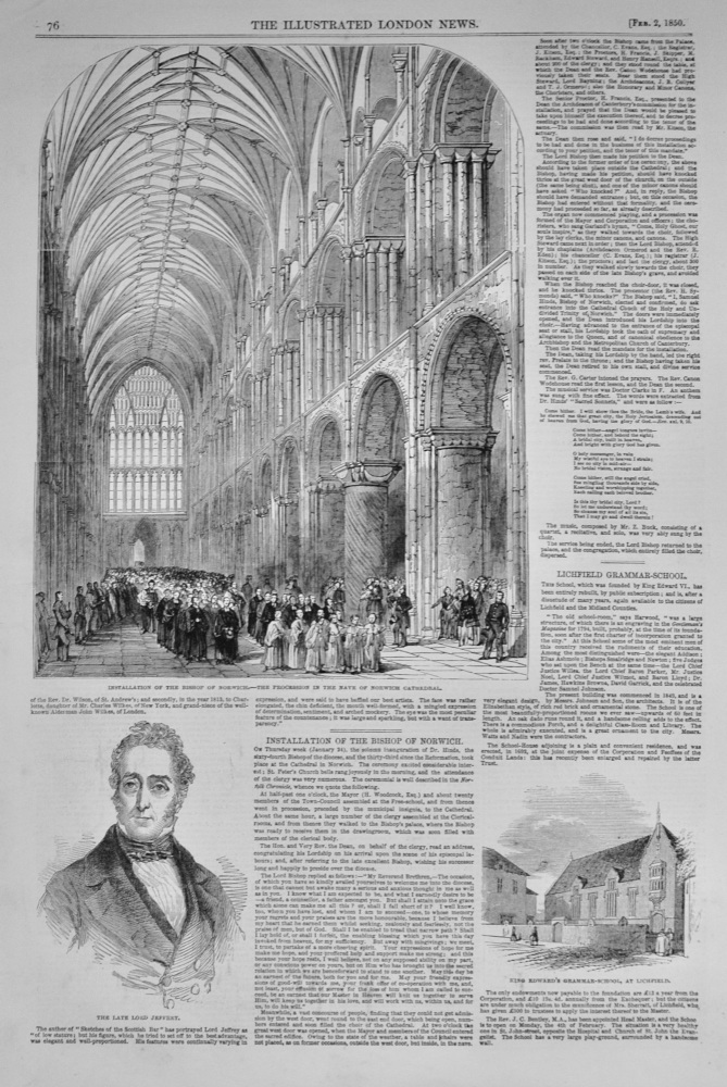 The Installation of the Bishop of Norwich - 1850