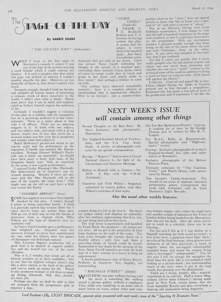The Stage of the Day.  March 17th, 1934.