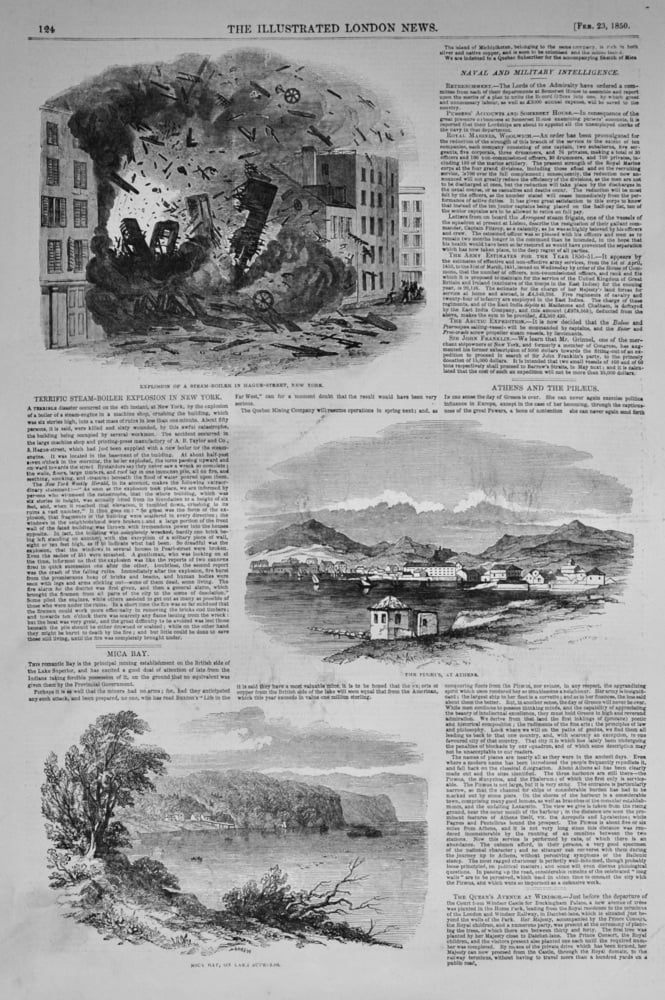 Steam Boiler Explosion in New York - 1850