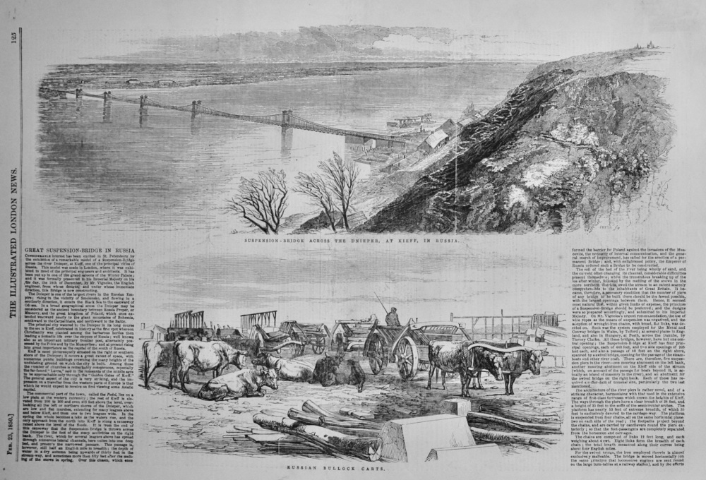 Great Suspension Bridge in Russia - 1850