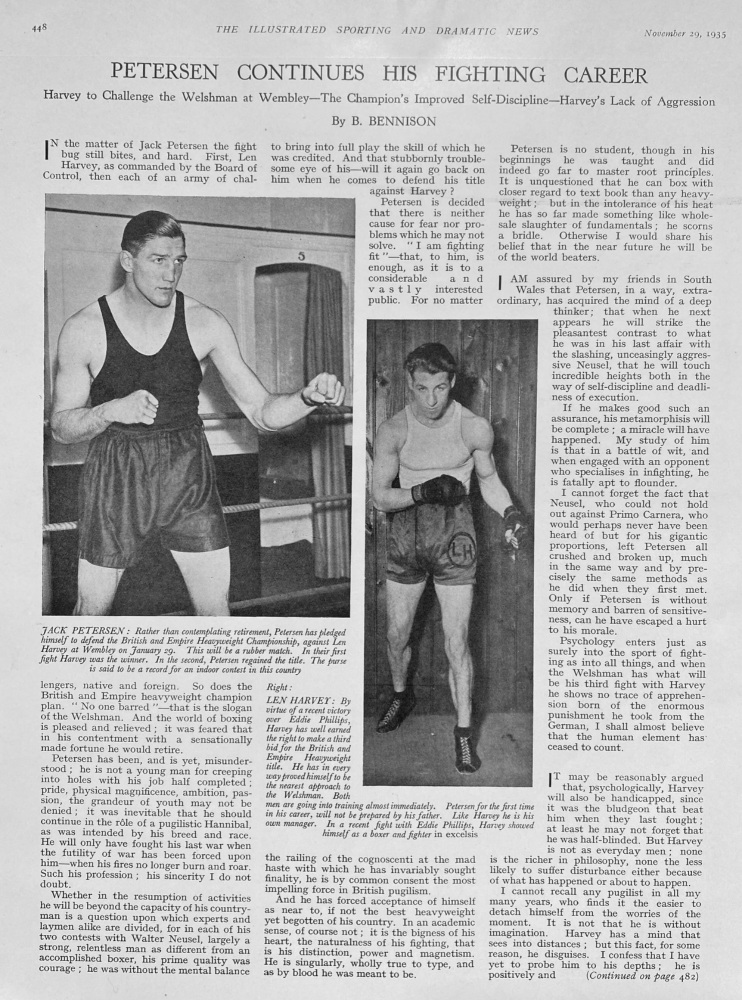 Petersen Continues His Fighting Career.  (Boxing).  1935.