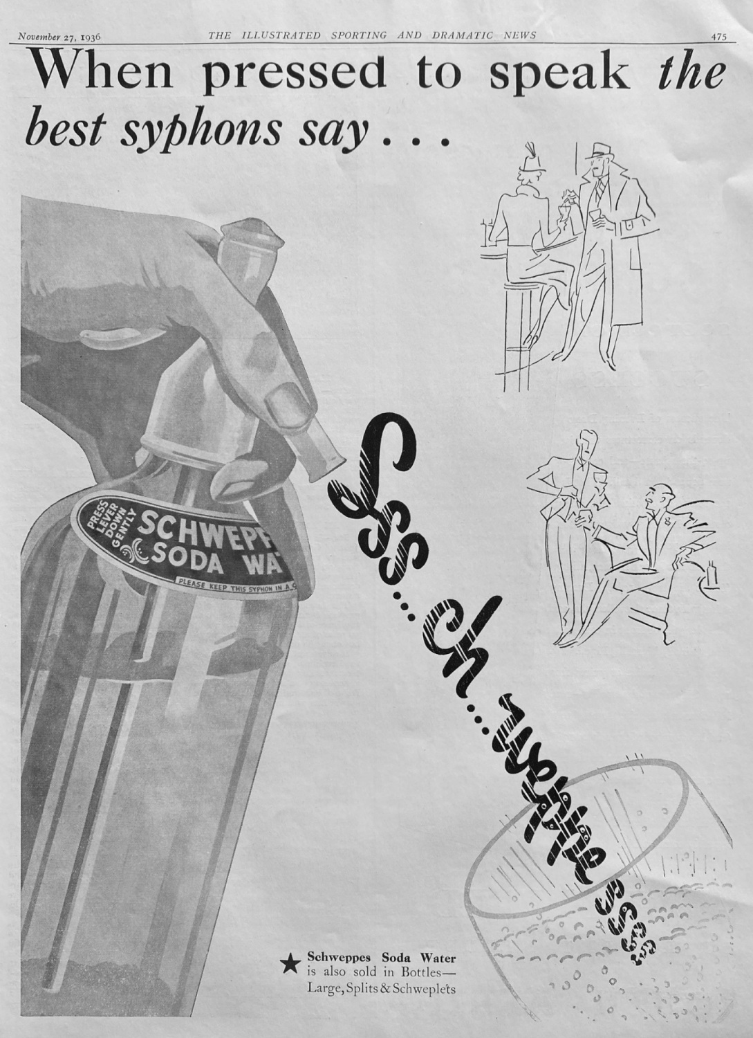 Schweppes Soda Water.  1936.