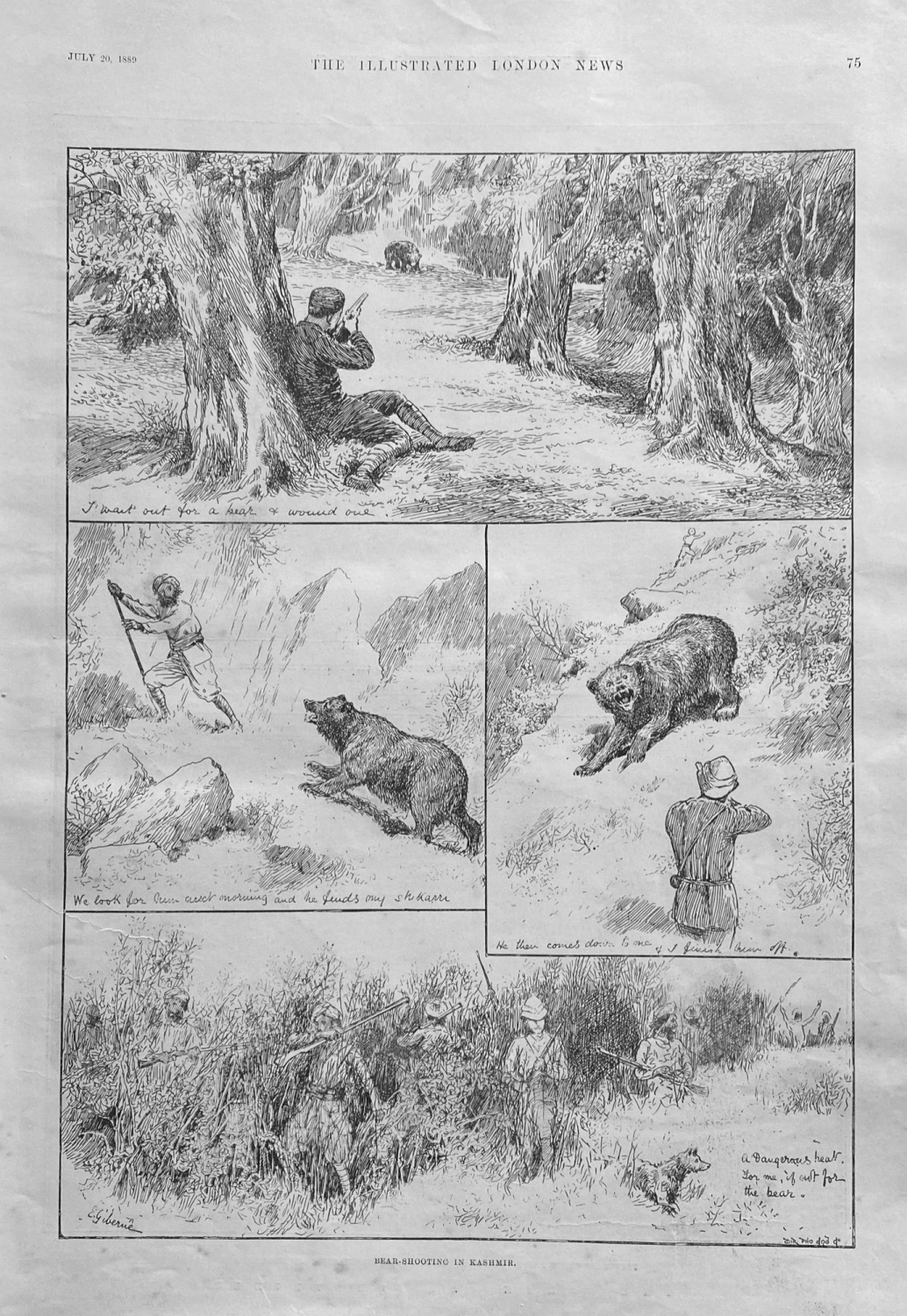 Bear Shooting in Kashmir - 1889