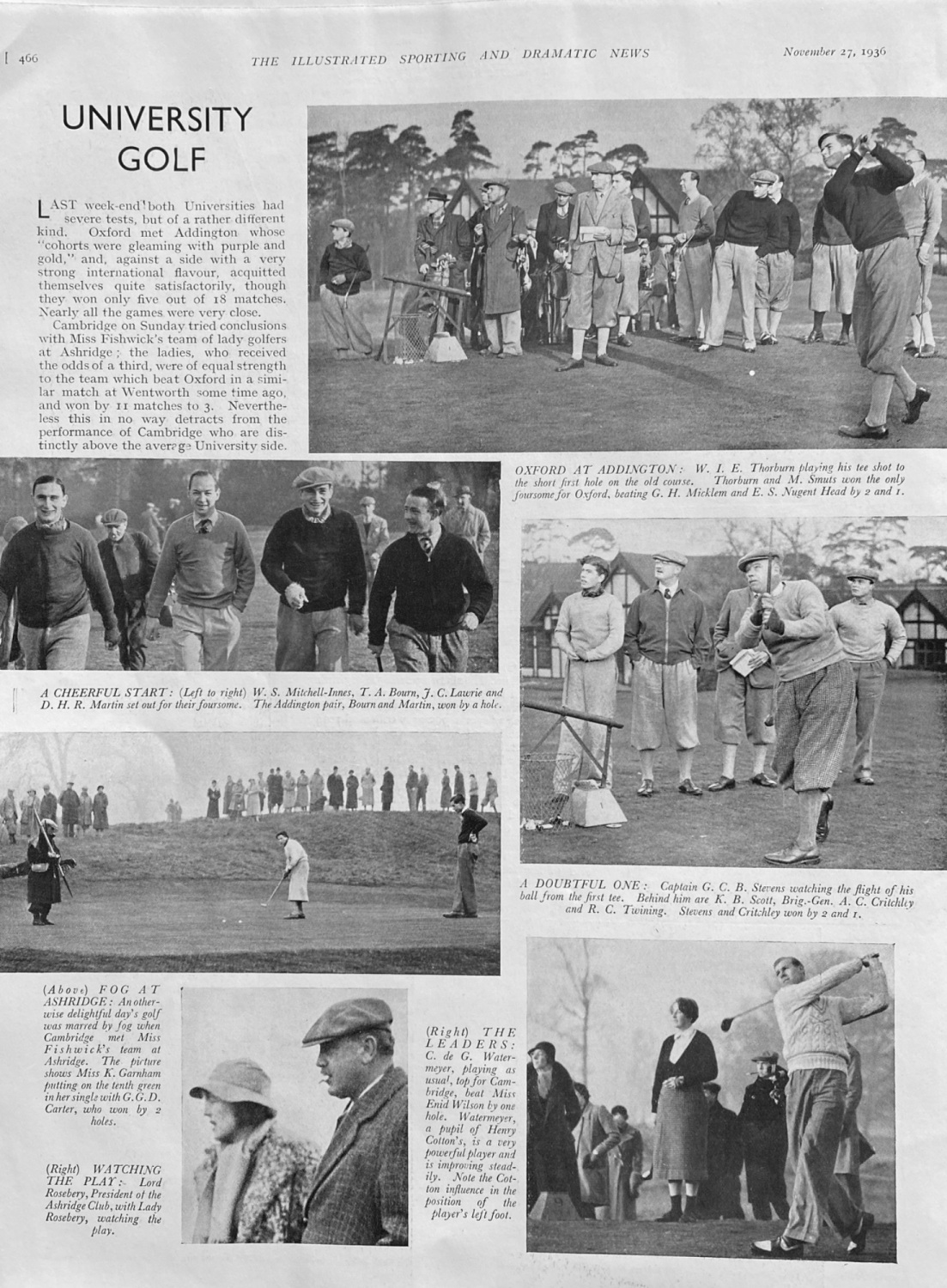 University Golf.  1936.