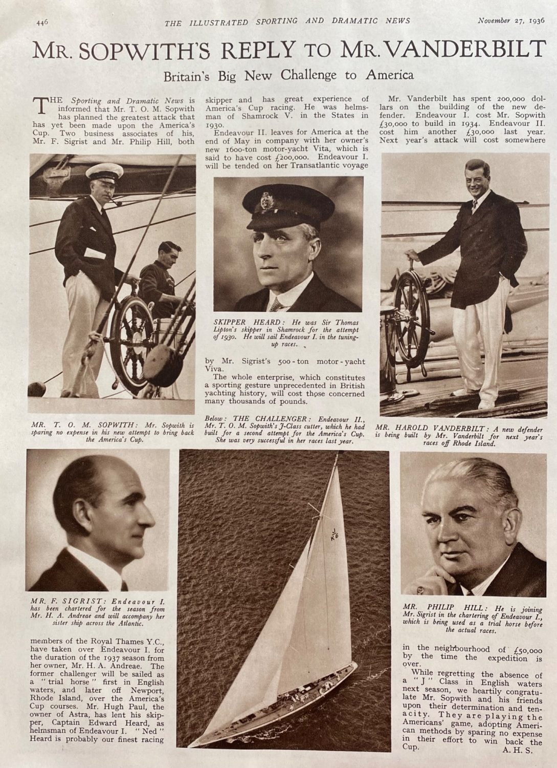 Mr. Sopwith's Reply to Mr. Vanderbilt : Britain's Big New Challenge to Amer