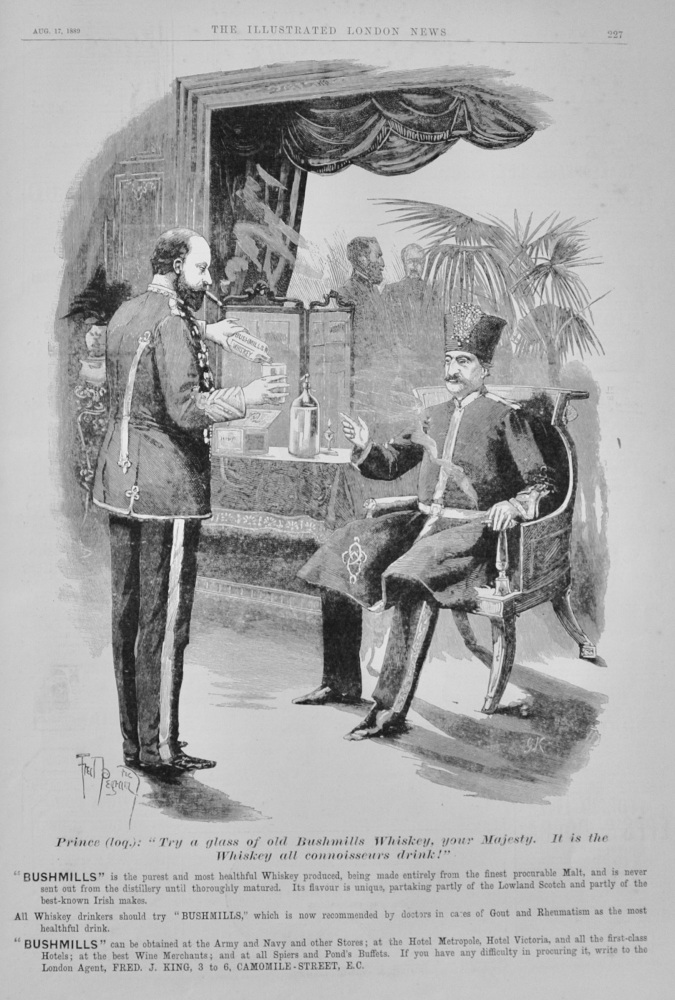"Bushmills" Whiskey Advert - 1889