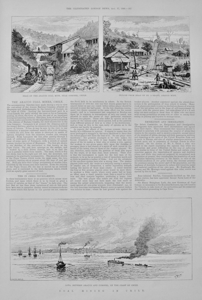 The Arauco Coal Mines, Chile - 1889