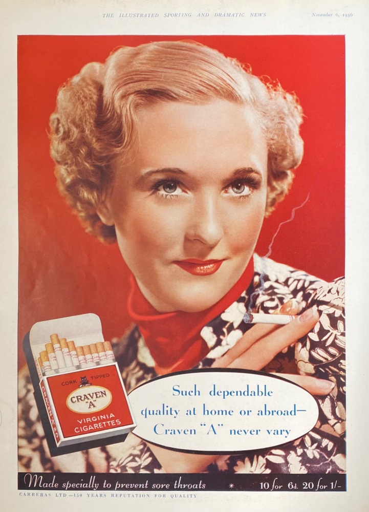 Craven "A"  Virginia Cigarettes.  1936.