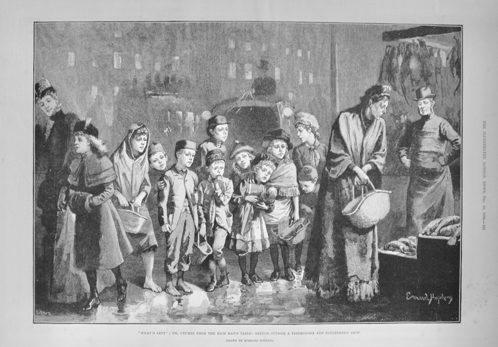 Sketch outside a Fishmonger and Poulterer's Shop - 1889
