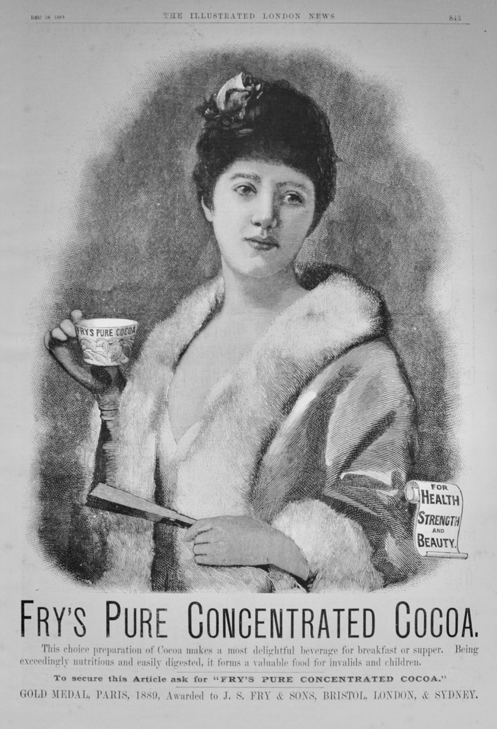 Fry's Pure Concentrated Cocoa Advert - 1889