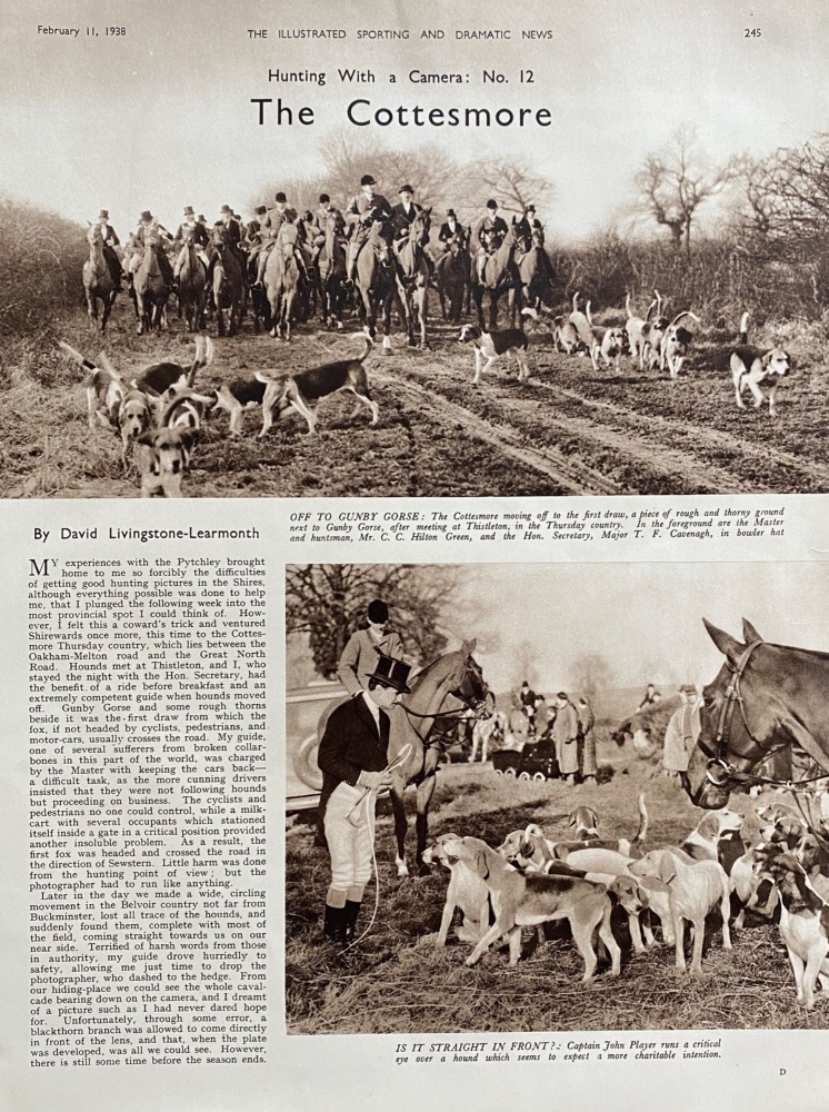 The Cottesmore.  1938.  (Hunting).