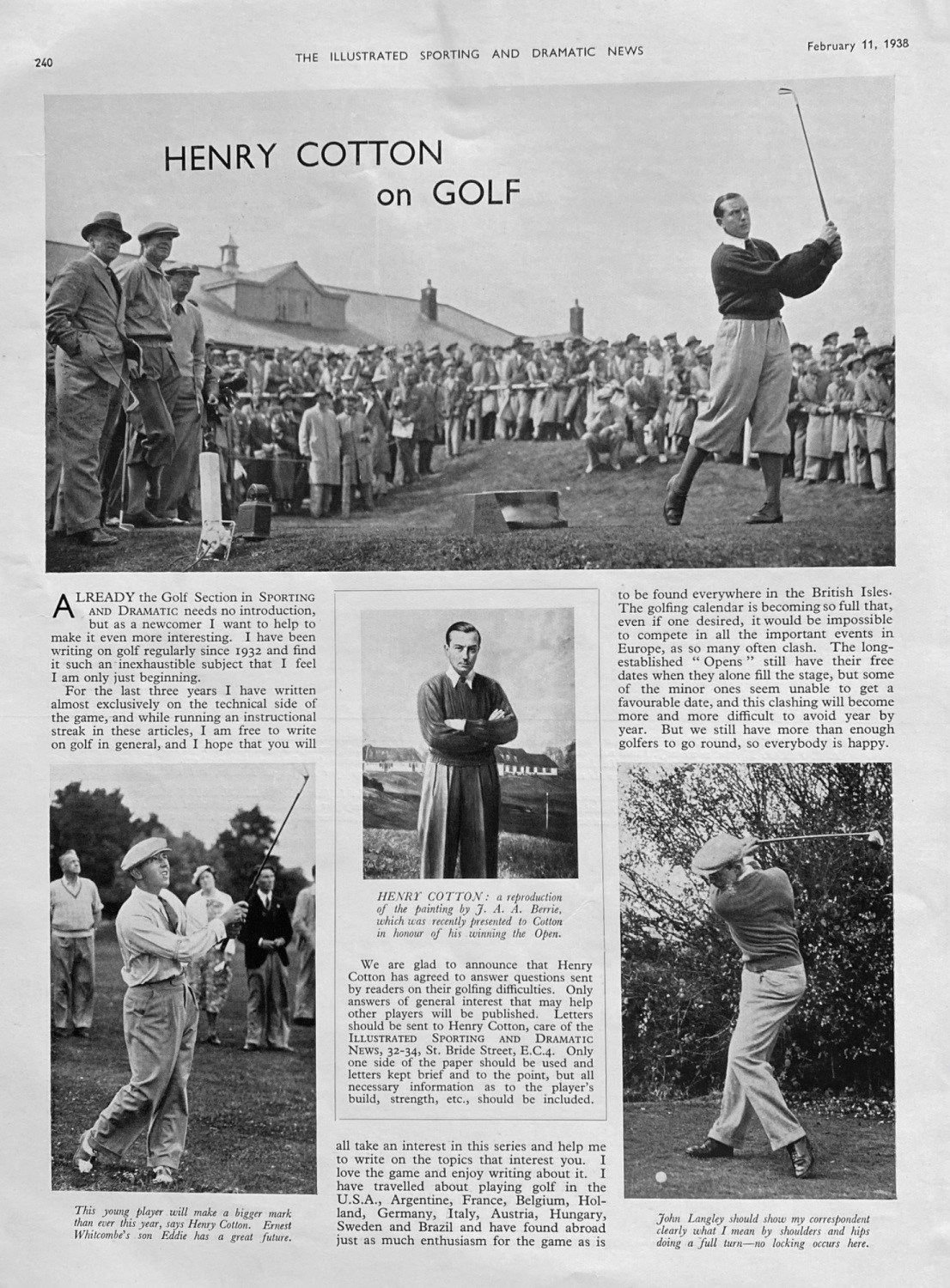 Henry Cotton on Golf.  1938.