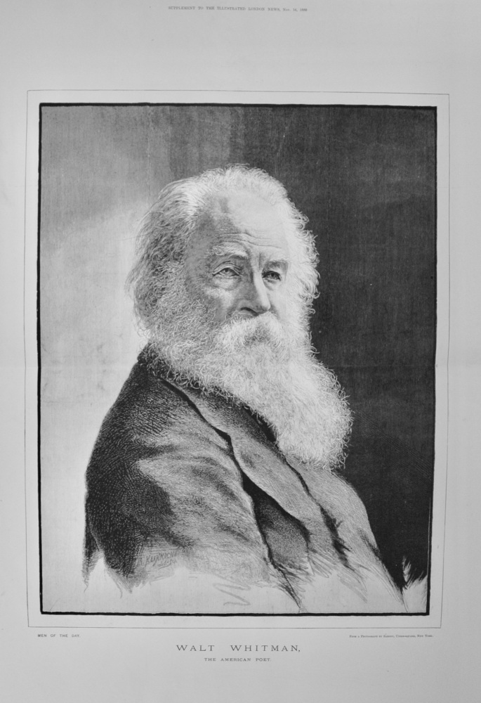 Walt Whitman - American Poet - 1889