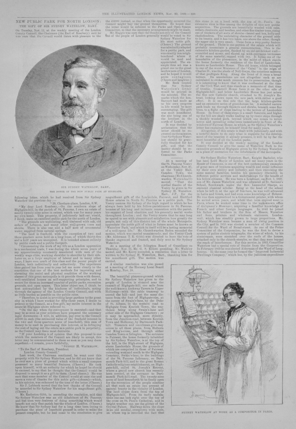 New Public Park for North London (Highgate) - 1889