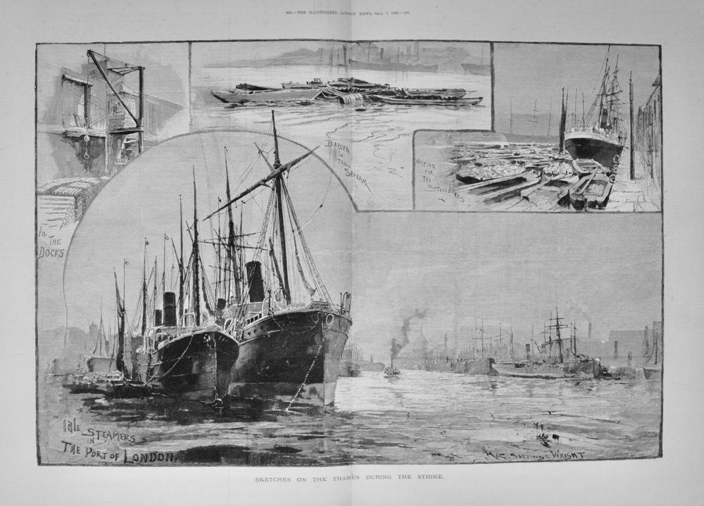 Sketches on the Thames during the Strike - 1889