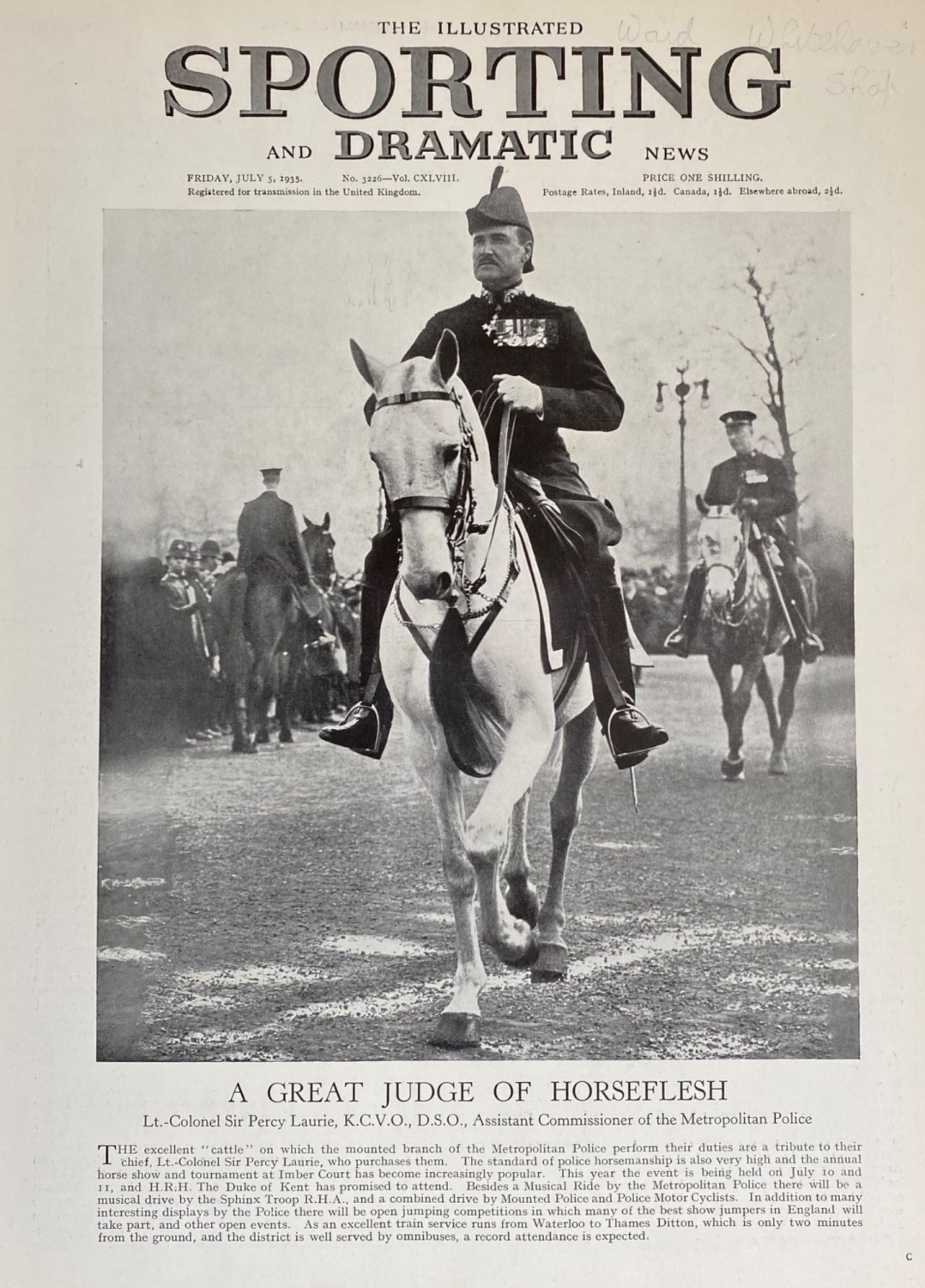 The Illustrated Sporting and Dramatic News,  July 5th, 1935.