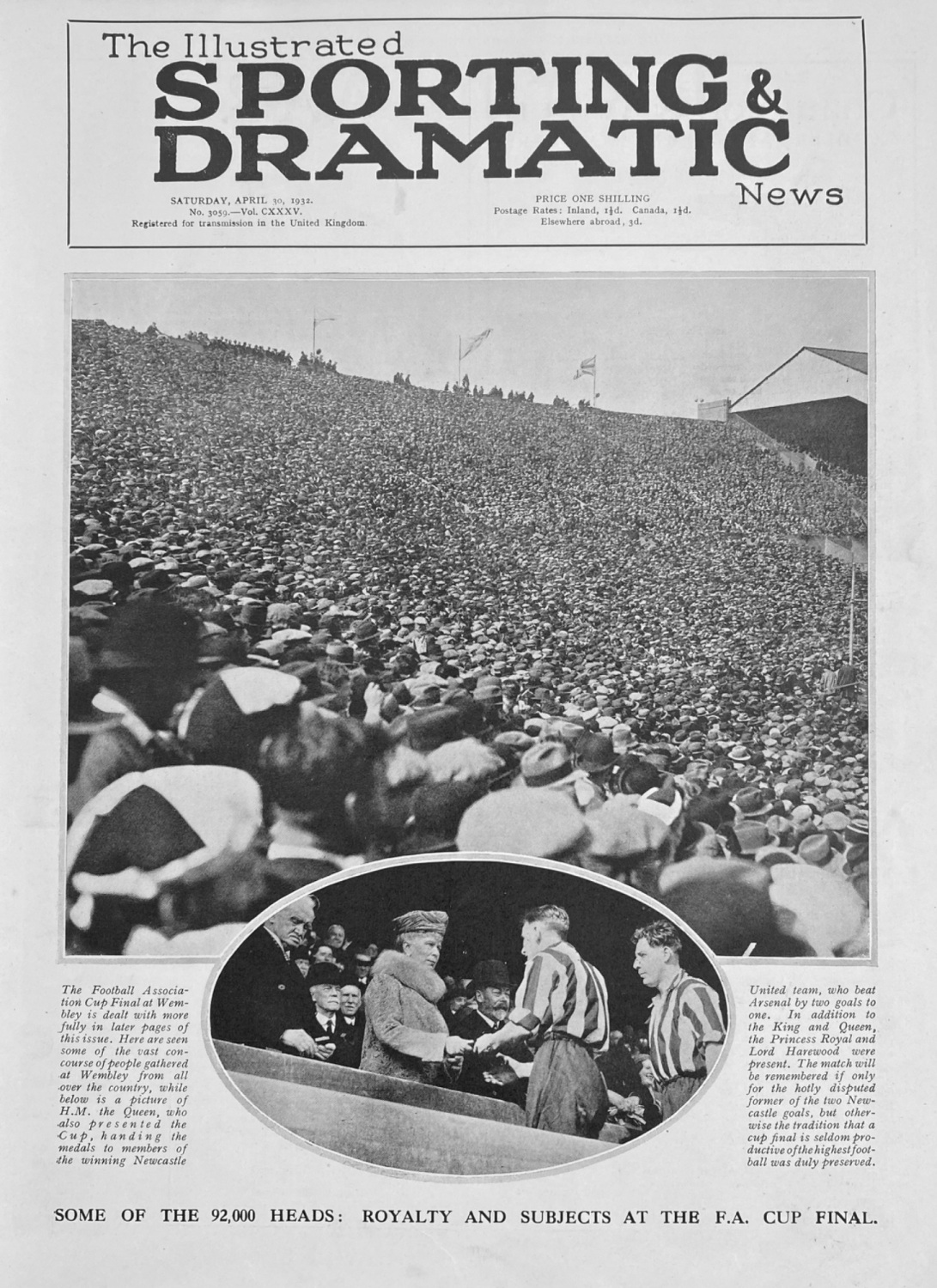 Some of the 92,000 Heads :  Royalty and Subjects at the F. A. Cup Final.  1