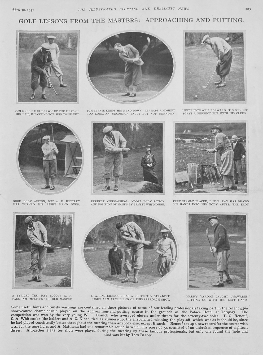 Golf Lessons from the Masters :  Approaching and Putting.  1932.
