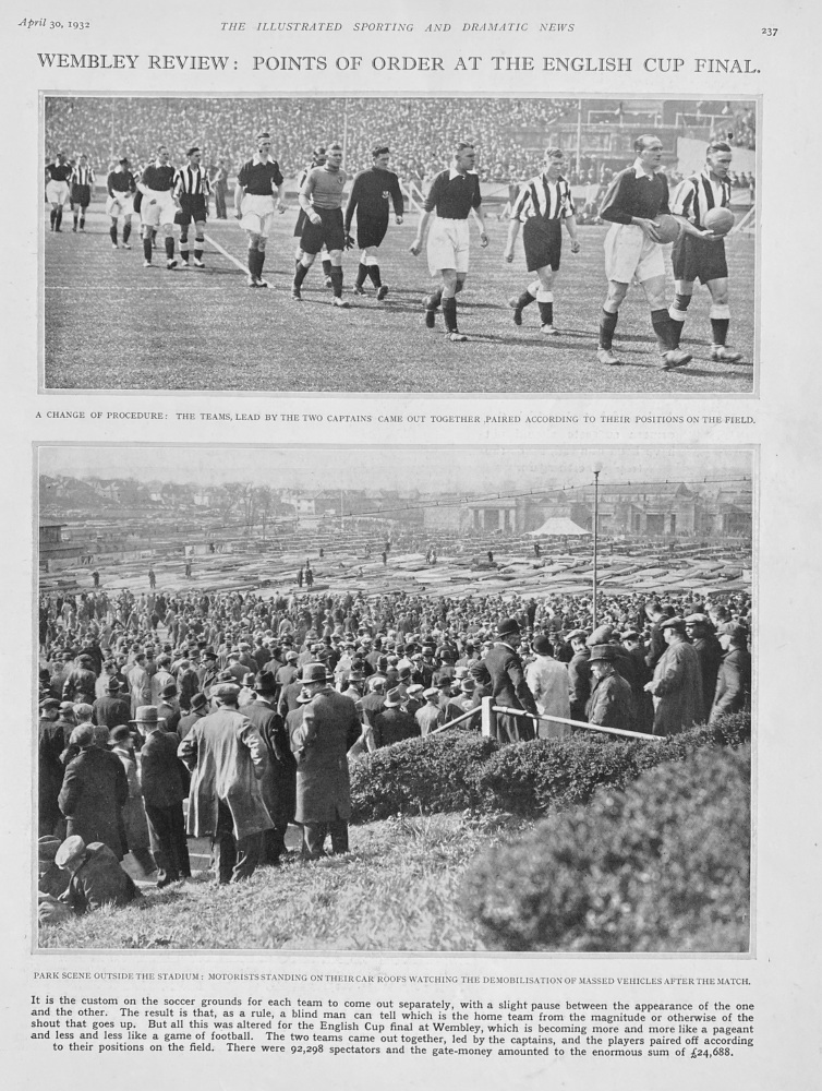 Wembley Review :  Points of Order at the English Cup Final.  1932.