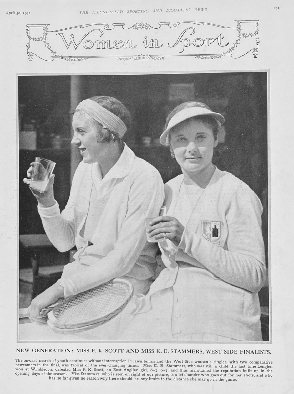 Miss F. K. Scott and Miss K. E. Stammers, West Side Finalists.  (Lawn Tenni