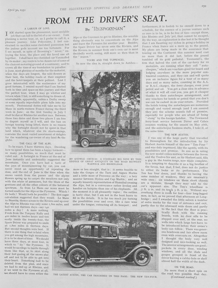 From The Driver's Seat.  1932.