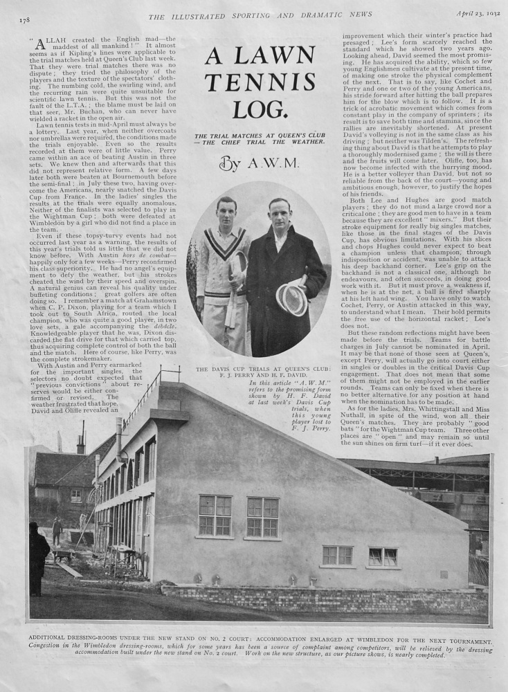 A Lawn Tennis Log.  By Arthur Wallis Myers.  1932.