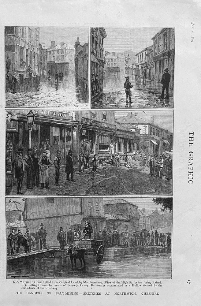 The Dangers of Salt-Mining - Sketches at Northwich, Cheshire.  1879.