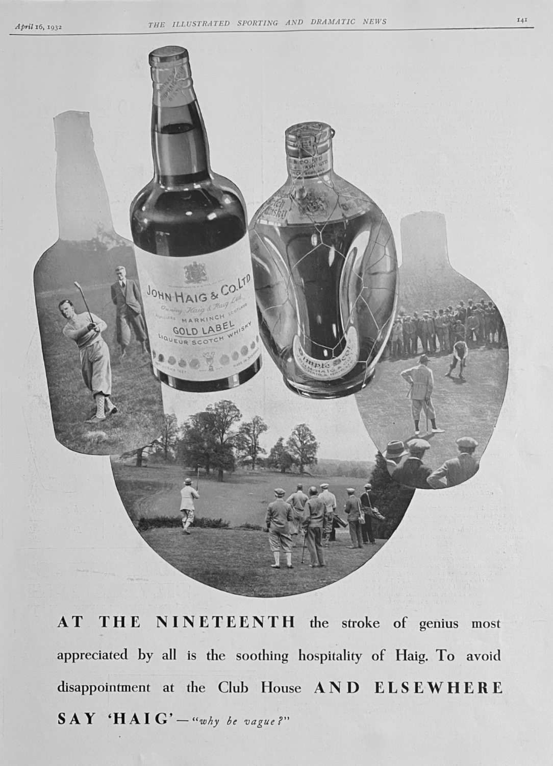 John Haig & Co. Ltd.  Gold Label Liqueur Scotch Whisky.  1932.