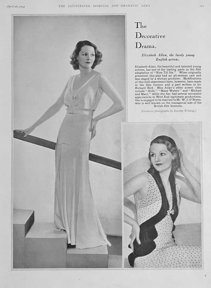 Elizabeth Allan, the lovely young English actress.  1932.