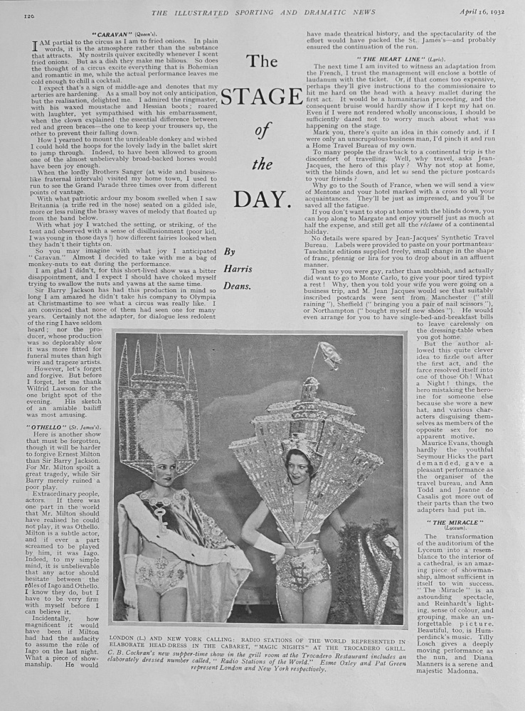 The Stage of the Day.  By Harris Deans.  April 16th 1932.