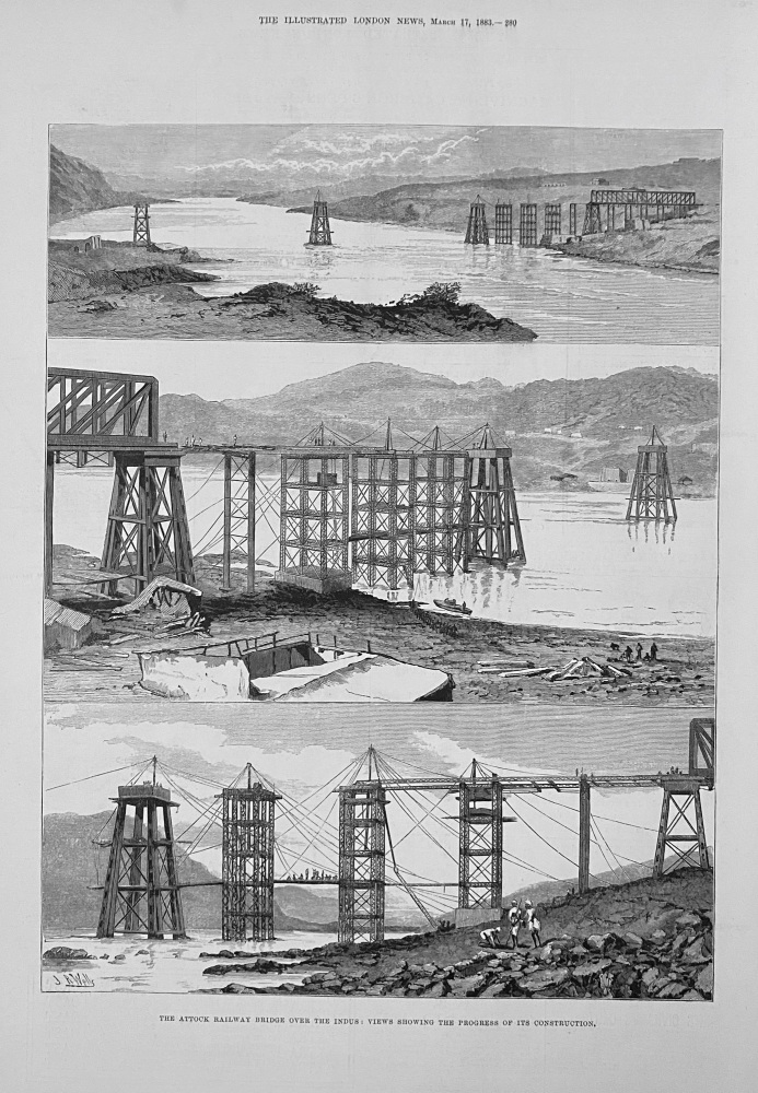 The Attock Railway Bridge over the Indus - 1883