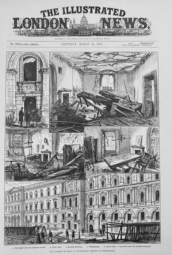 Explosion at Government Offices at Westminster - 1883