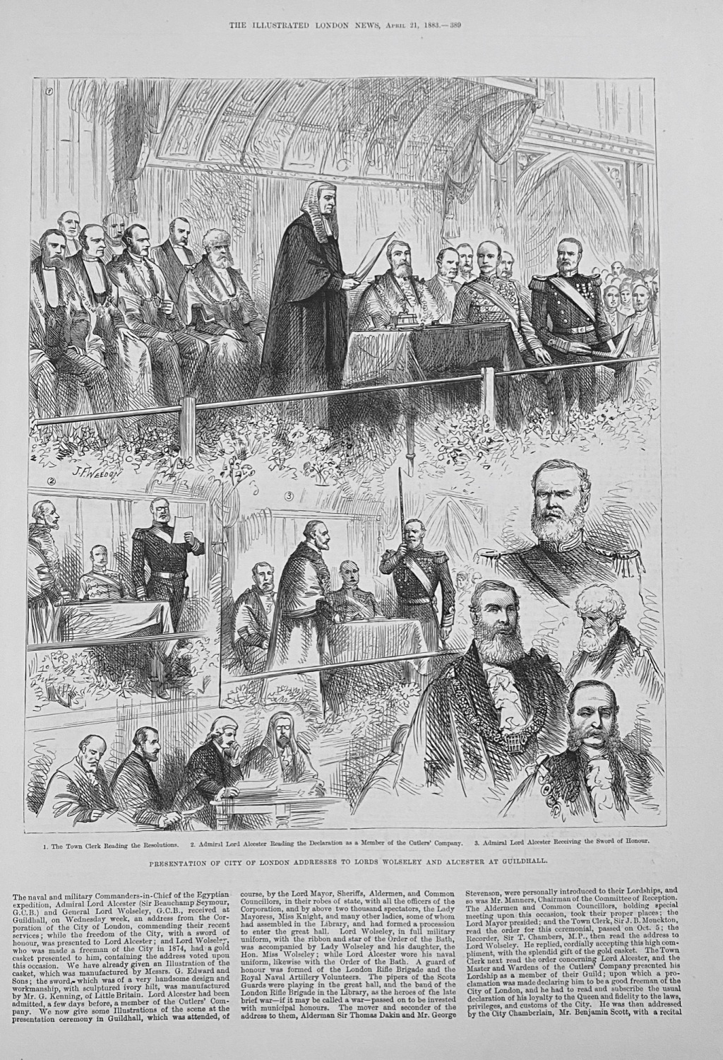Presentation to Lords Wolseley and Alcester at Guildhall - 1883