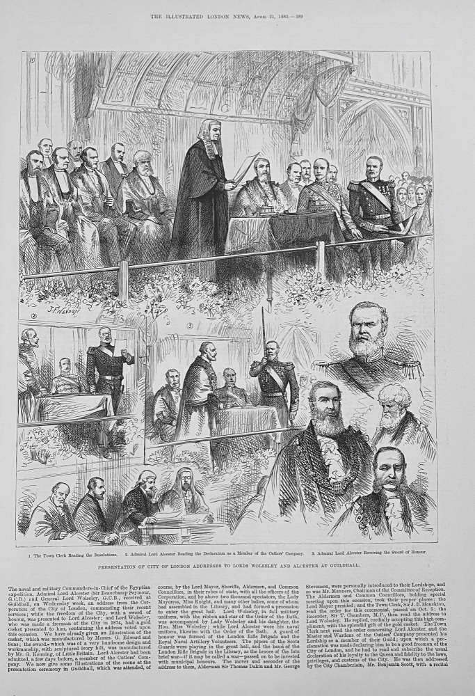 Presentation to Lords Wolseley and Alcester at Guildhall - 1883