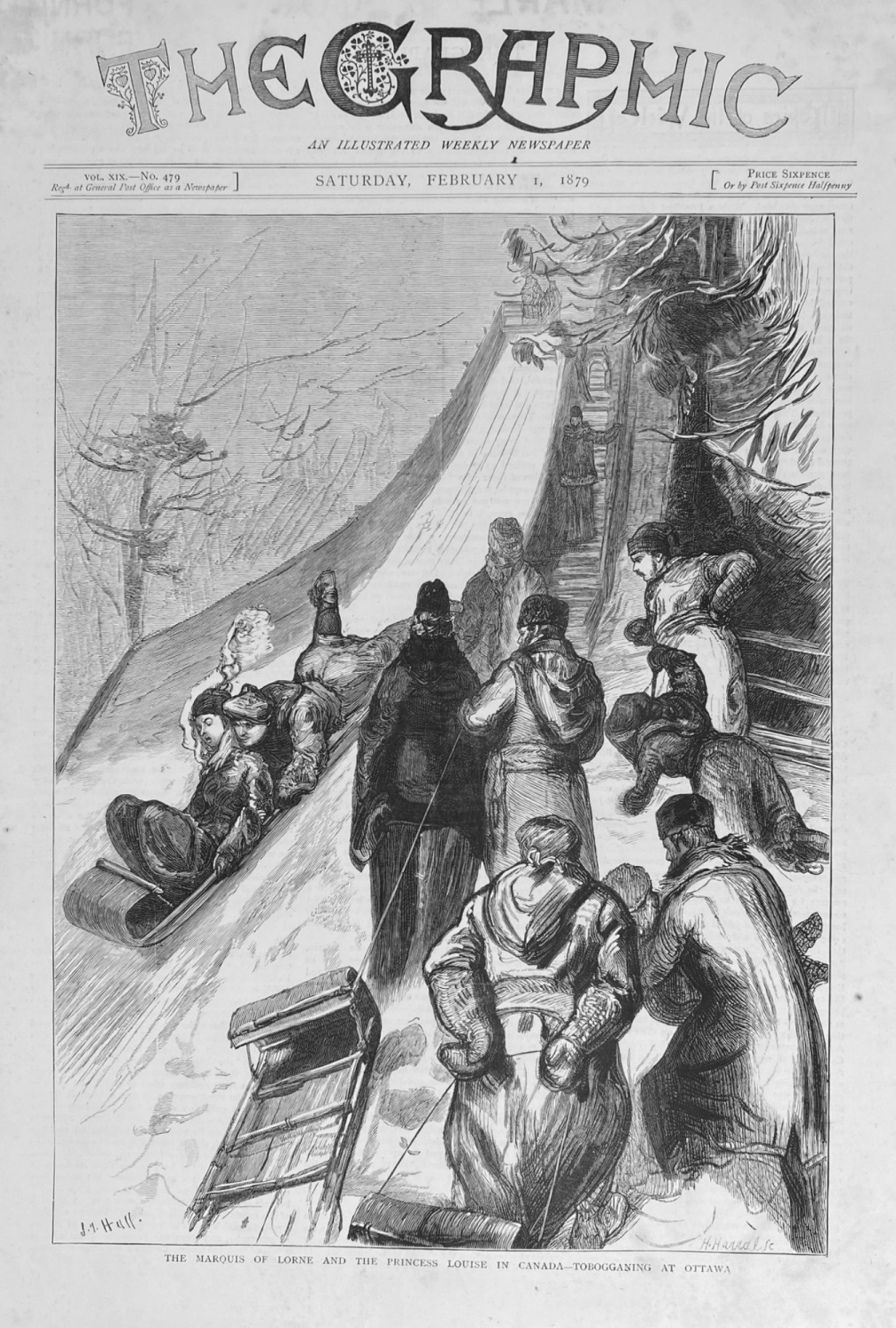 The Marquis of Lorne and the Princess Louise in Canada - Tobogganing at Ott