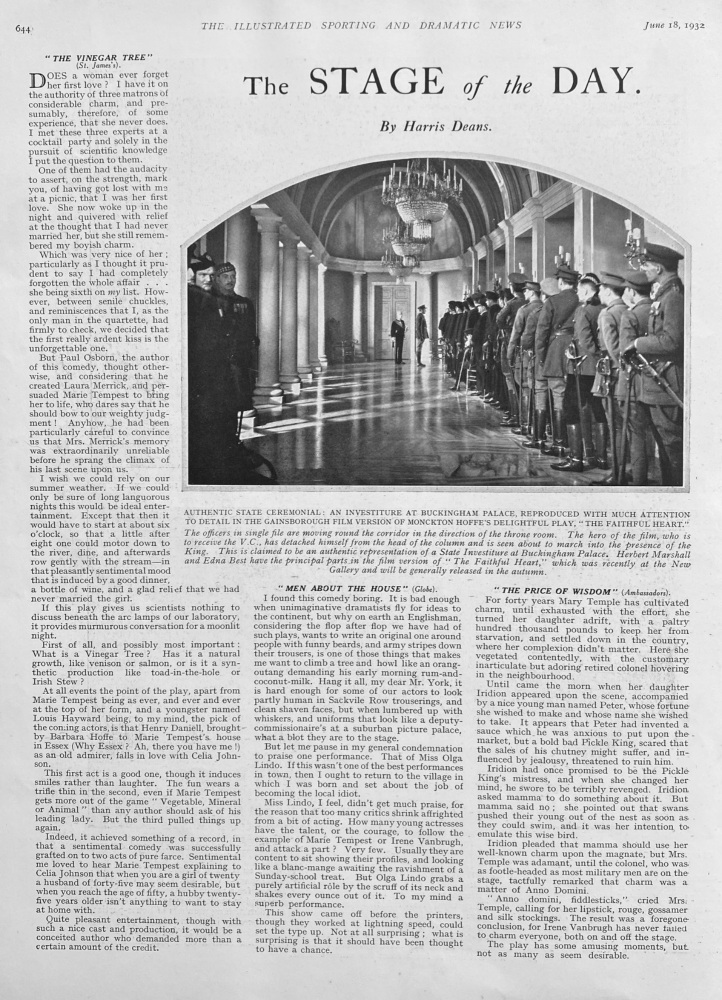The Stage of the Day.  June 18th, 1932.