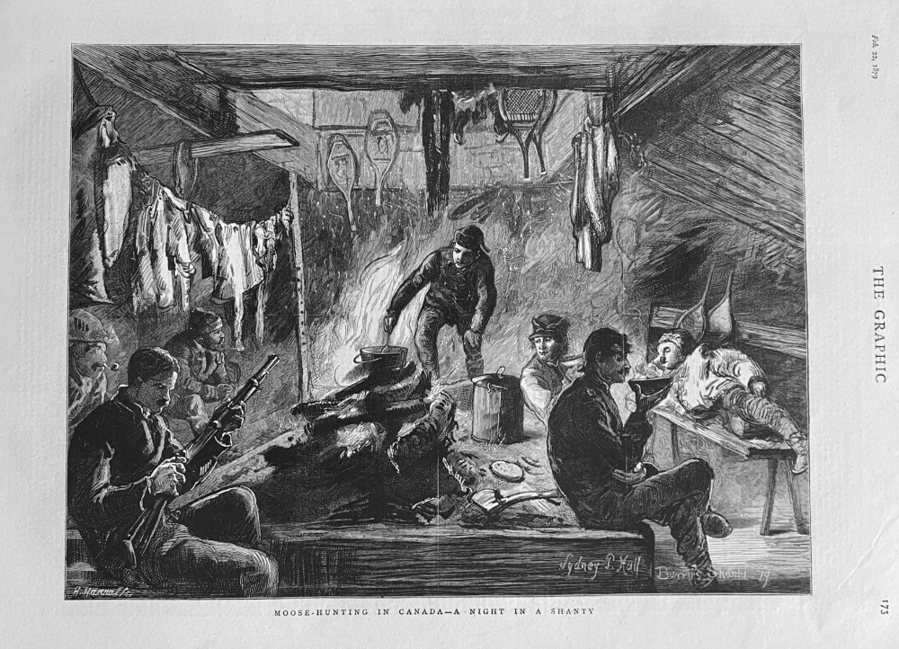 Moose-Hunting in Canada - A Night in a Shanty.  1879.