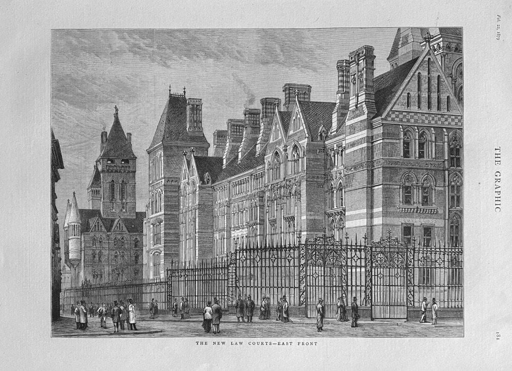 The New Law Courts - East Front. (London)  1879.