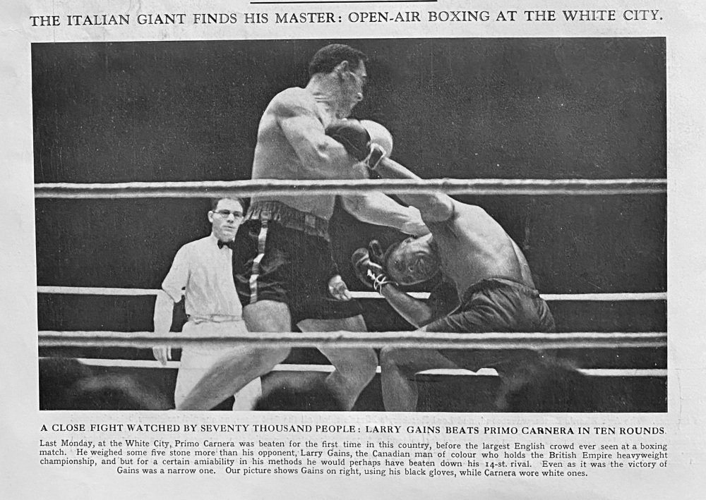 The Italian Giant finds his Master :  Open Air Boxing at the White City.  1932.