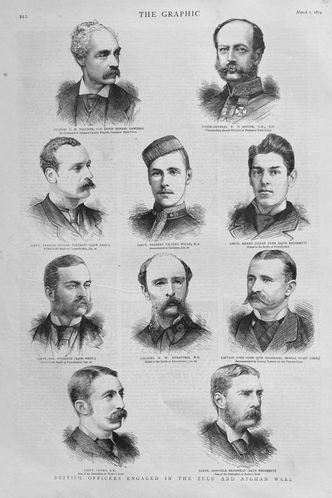 British Officers Engaged in the Zulu and Afghan Wars.  1879.