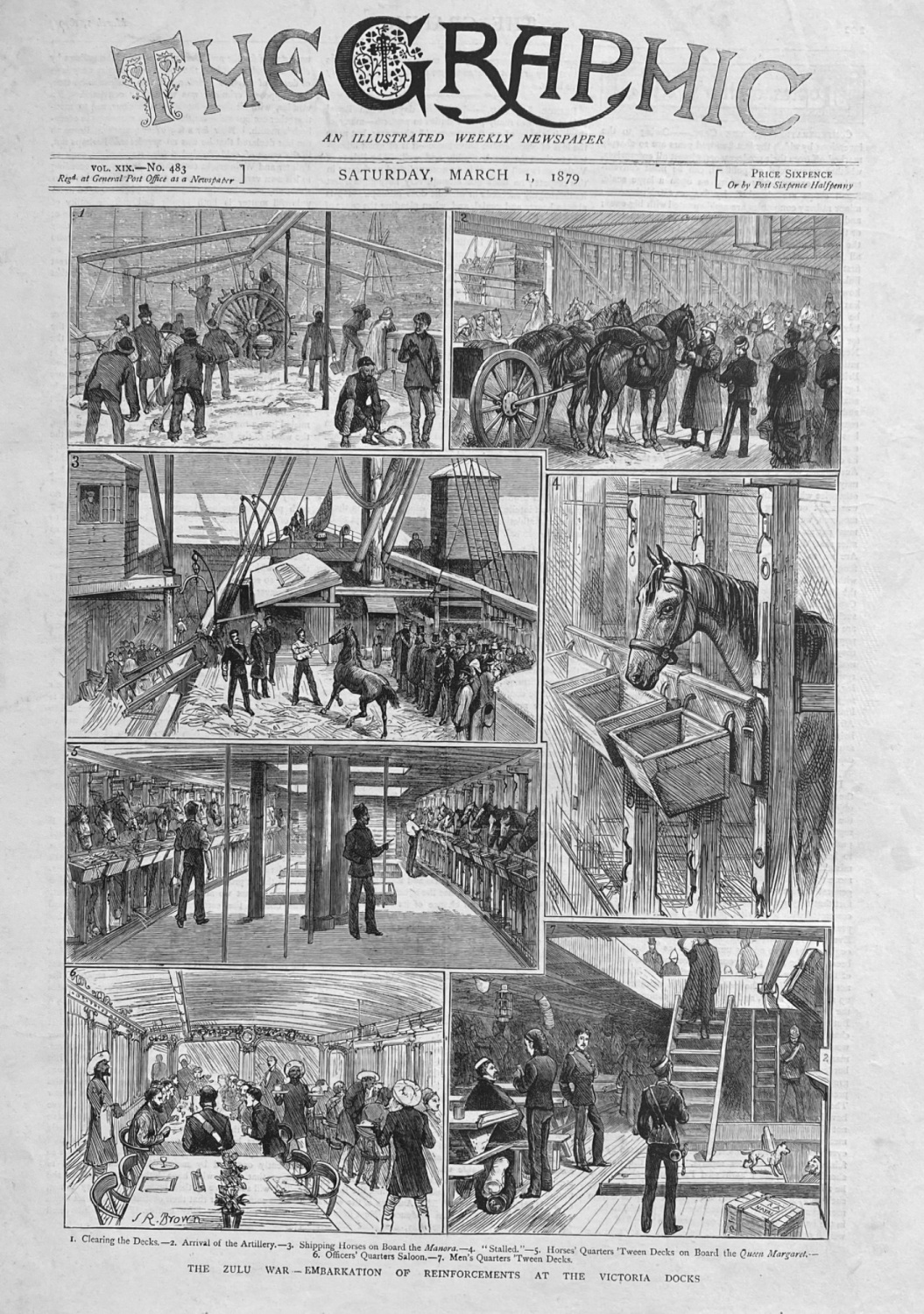 The Zulu War -  Embarkation of Reinforcements at the Victoria Docks.  1879.