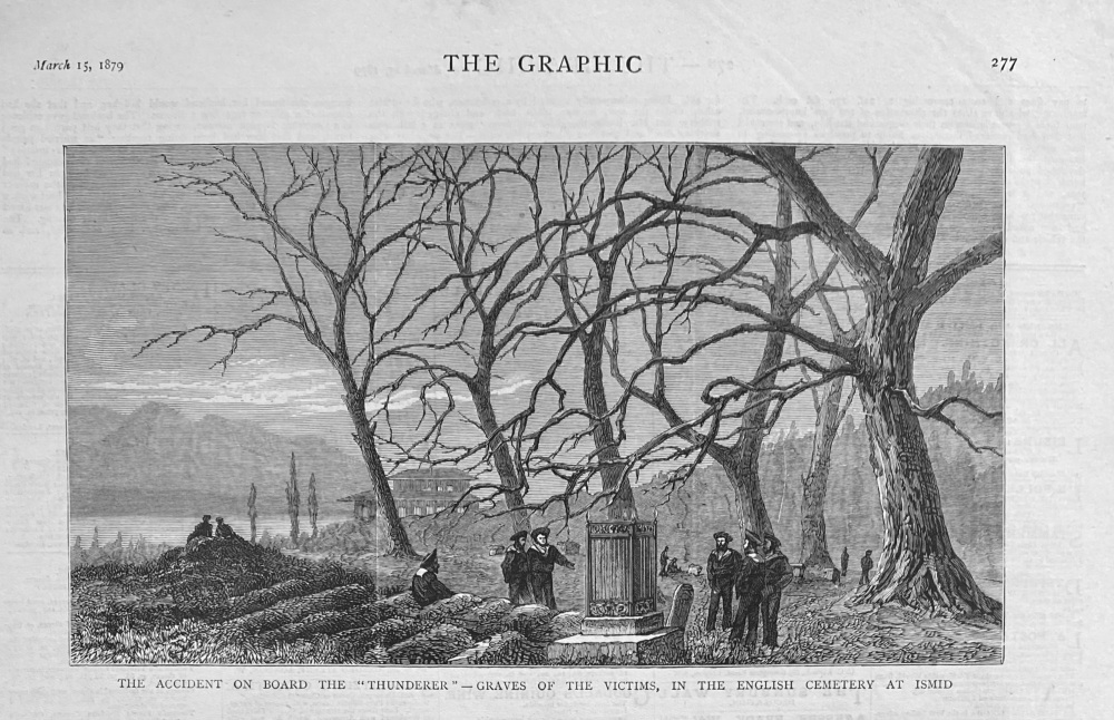 The Accident on Board the "Thunderer" - Graves of the Victims , in the English Cemetery at idmid.  1879.