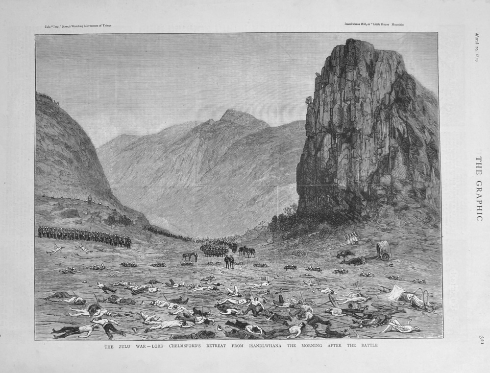 The Zulu War - Lord Chelmsford's Retreat from Isandlwhana the Morning  after the Battle.  1879.
