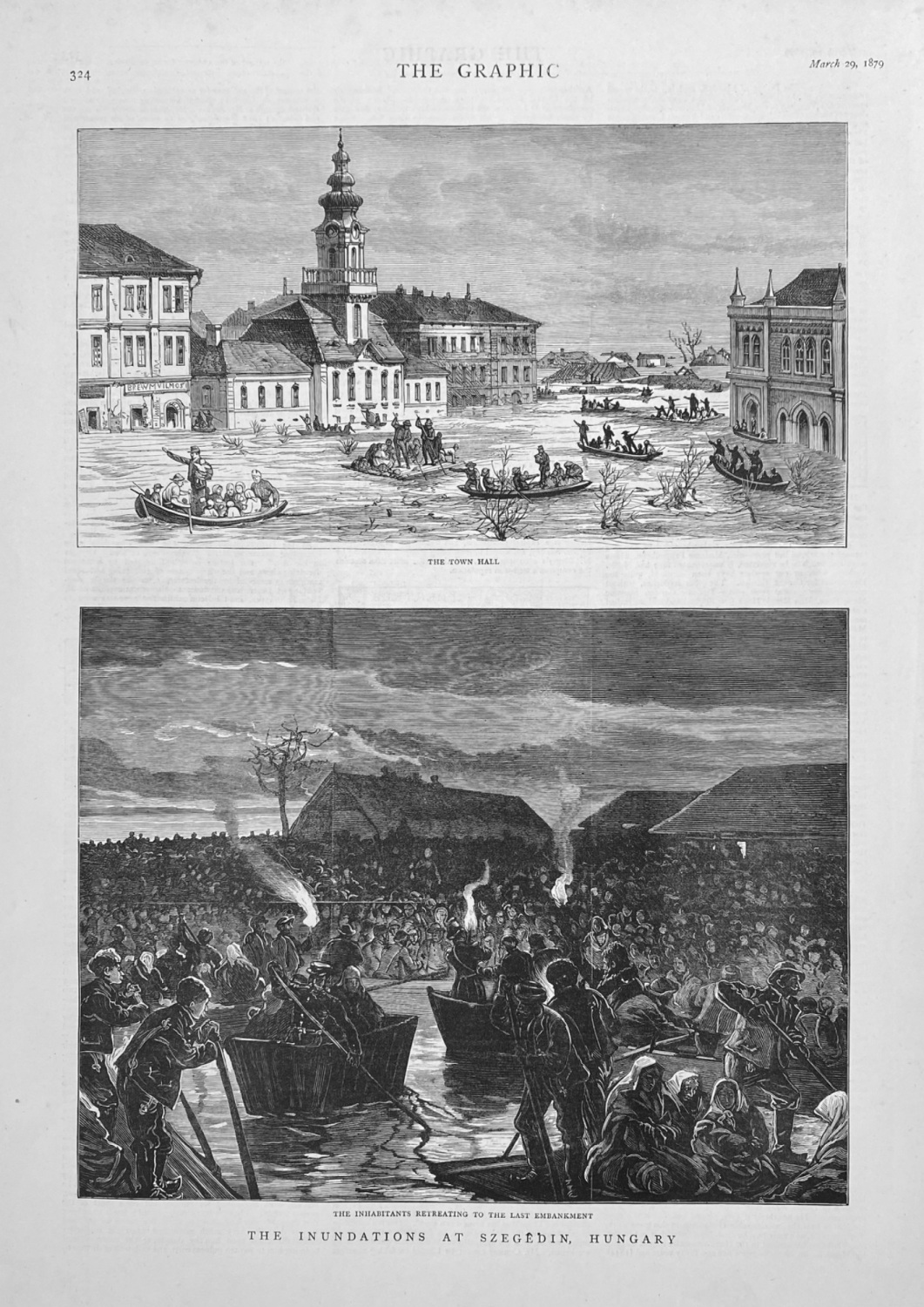 The Inundations at Szegedin, Hungary.  1879.