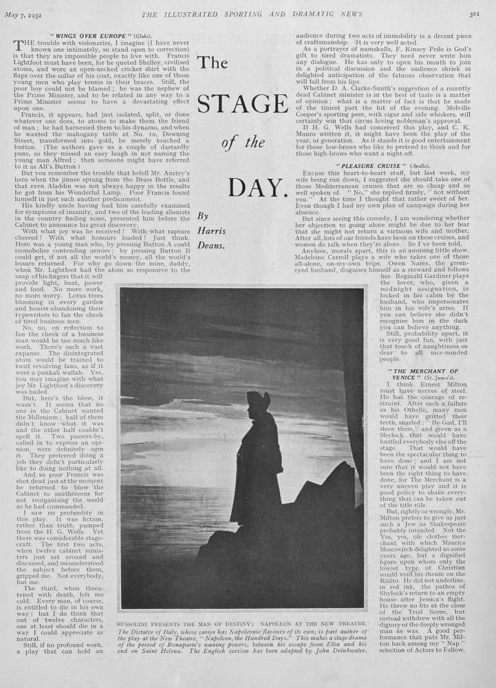 The Stage of the Day,  May 7th, 1932.